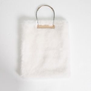 White Faux Fur Tote Bag